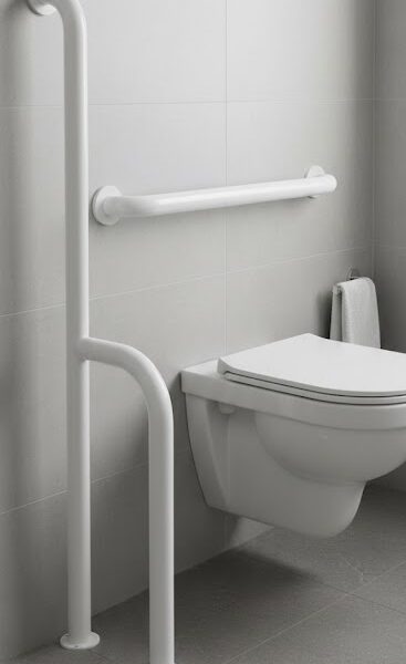 Barra De Apoio Para Sanitário Modelo L Branca 70x60cm Cor Branco
