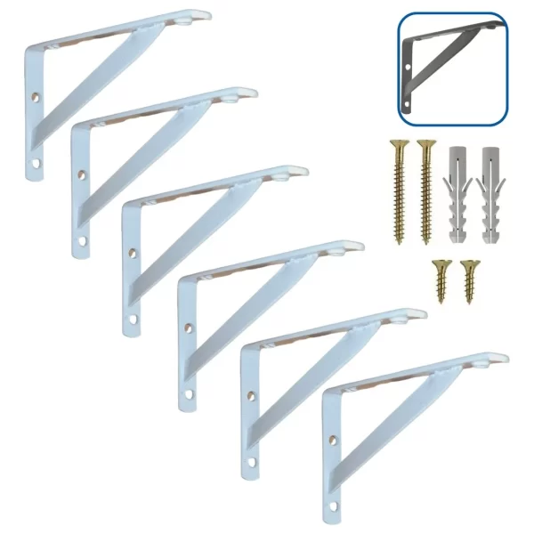 Second image of Suporte Mão Francesa 40cm Aço para Prateleira 6un Branco Maofrancesa